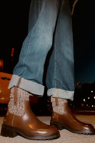 FLAT SOCK ANKLE BOOTS - Brown by Zara