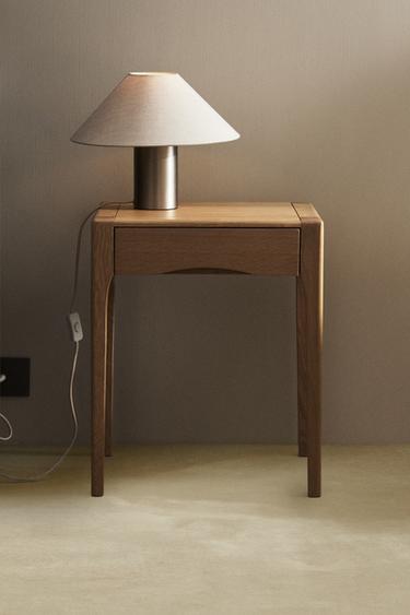 OAK BEDSIDE TABLE WITH DRAWER - Light beige by Zara
