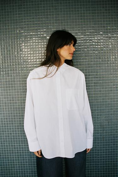 POPLIN SHIRT WITH POCKET - White by Zara