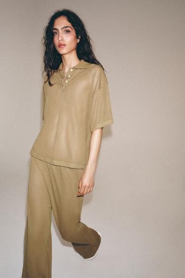 STRAIGHT-LEG TROUSERS - Olive green by Zara