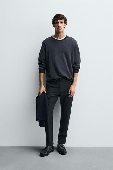 TEXTURED COMFORT TROUSERS - Petrol blue by Zara