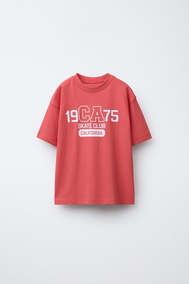 VARSITY SLOGAN T-SHIRT - Coral by Zara