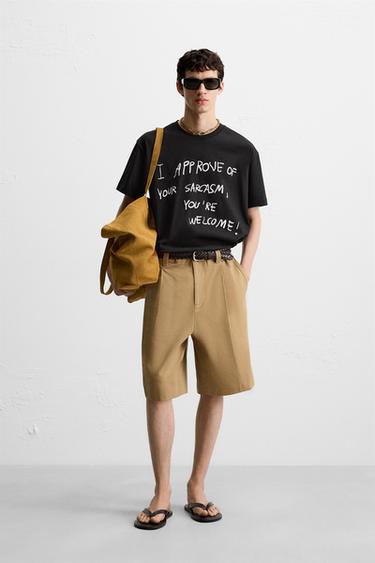 SLOGAN PRINT T-SHIRT - Black by Zara - Image 0
