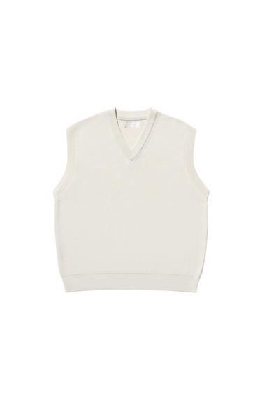 COTTON KNIT WAISTCOAT - Stone by Zara