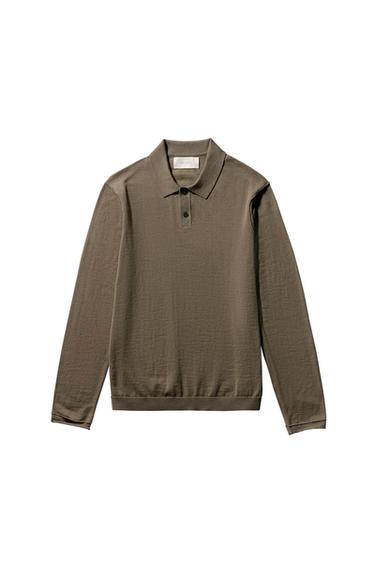 KNIT WOOL-COTTON POLO SHIRT - Earth by Zara