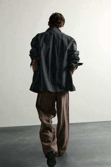 100% LINEN RELAXED FIT TROUSERS - Brown / Taupe by Zara