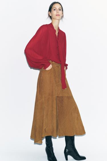 BOW BLOUSE ZW COLLECTION - Red by Zara - Image 0