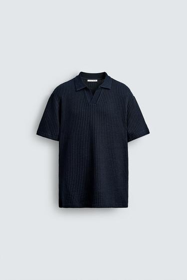 TEXTURED POLO SHIRT - Navy blue by Zara