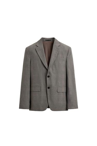 CHECK SUIT BLAZER - Brown by Zara