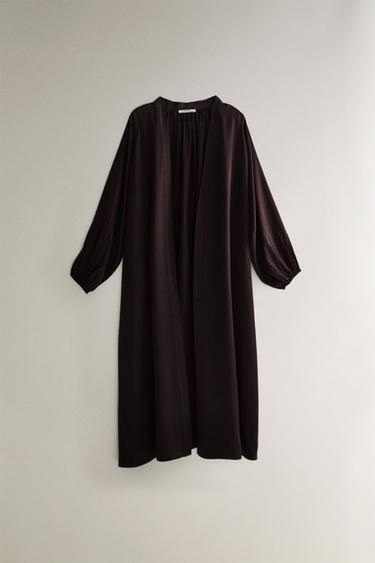 SILK DRESSING GOWN - Dark brown by Zara