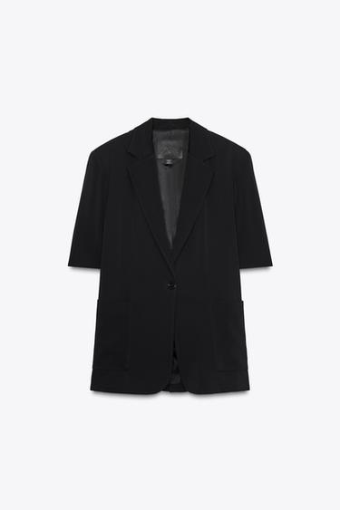 ZW COLLECTION SHORT SLEEVE BLAZER - Black by Zara