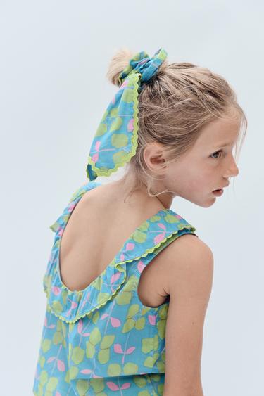 LIMITED EDITION FLORAL BOW SCRUNCHIE - Printed by Zara