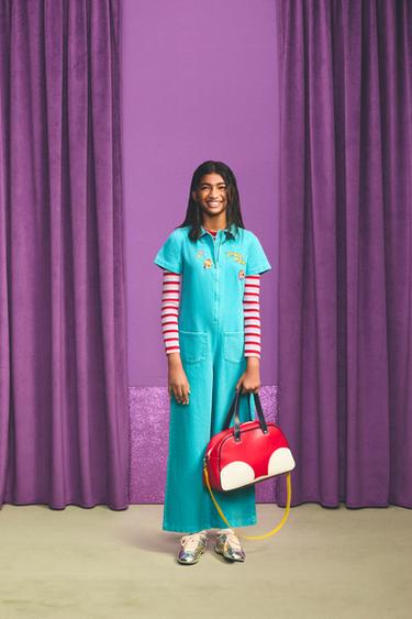 EMBROIDERED PATCH DENIM JUMPSUIT HARRY LAMBERT FOR ZARA X DISNEY - Turquoise by Zara