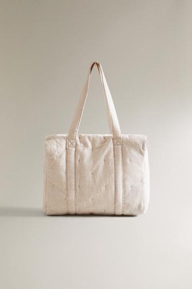 PLAIN LINEN POPLIN MATERNITY BAG - Ecru by Zara - Image 0