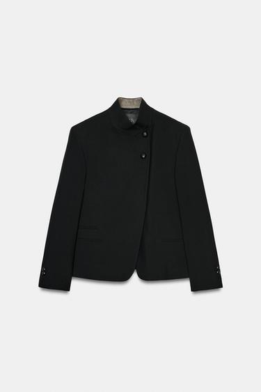 HIGH NECK BUTTONED BLAZER ZW COLLECTION - Black by Zara
