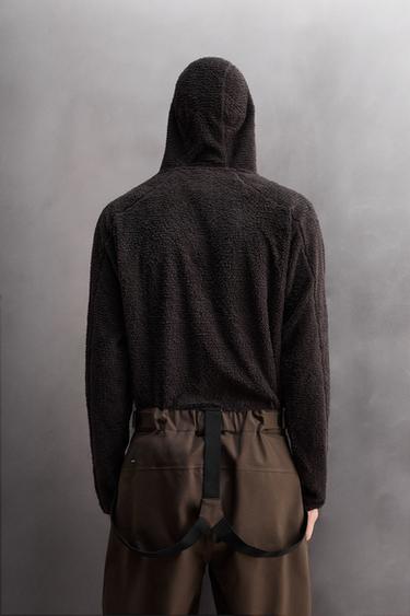 SKI FAUX FUR TEXTURE HOODIE - Dark brown by Zara