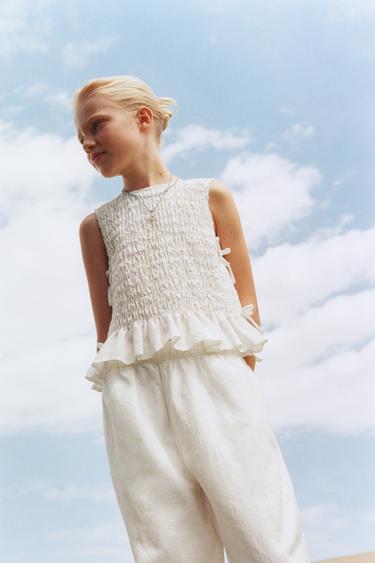 TOP WITH ELASTIC AND TIE DETAILS - White by Zara