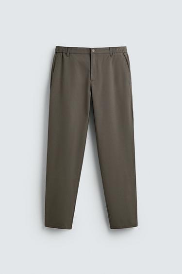 SLIM FIT COMFORT TROUSERS - Brown / Taupe by Zara