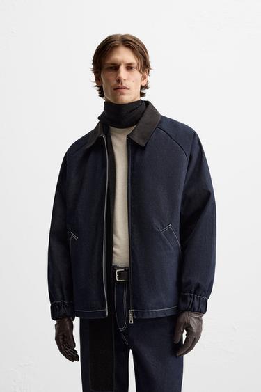 TOPSTITCHED DENIM JACKET - Indigo by Zara