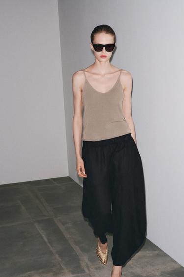 KNITTED STRAPPY TOP - Straw by Zara - Image 0