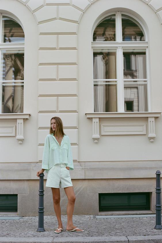 FLOWING LINEN BLEND SHIRT - Mint by Zara - Image 0