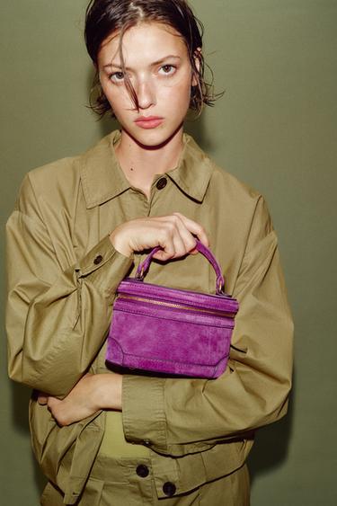 LEATHER VANITY HANDBAG - Purple by Zara