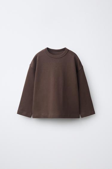 INTERLOCK PLAIN T-SHIRT - Brown by Zara