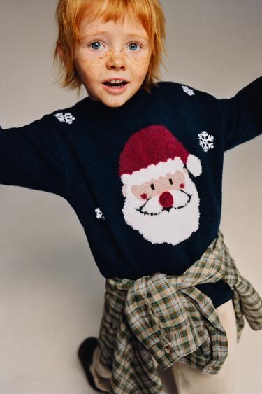 KNIT SANTA CLAUS JUMPER - Navy blue by Zara