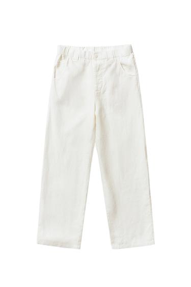 100% HEMP RELAXED FIT TROUSERS - Oyster-white by Zara