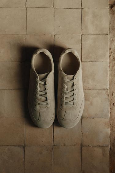 LEATHER LIMITED EDITION TRAINERS - Sand Brown by Zara