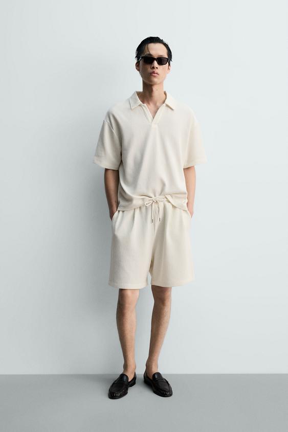 TEXTURED RELAXED FIT BERMUDA SHORTS - Oyster-white by Zara - Image 0