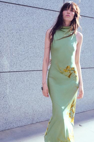 ZW COLLECTION PRINTED LONG DRESS - Mid-green by Zara