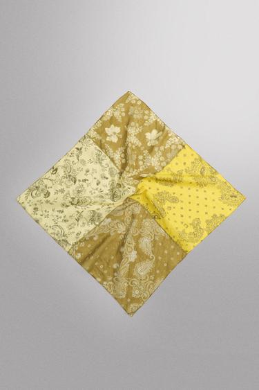 RAMIE AND COTTON PATCHWORK BANDANA - Yellow by Zara