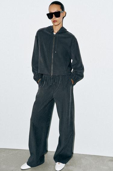WIDE-LEG TROUSERS WITH ELASTIC WAIST - Anthracite grey by Zara