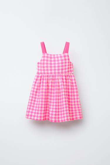TEXTURED PRINTED DRESS WITH BOW - Fuchsia by Zara - Image 0