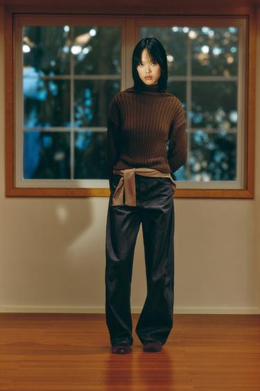 ZW COLLECTION BALLOON DENIM TROUSERS - Grey by Zara