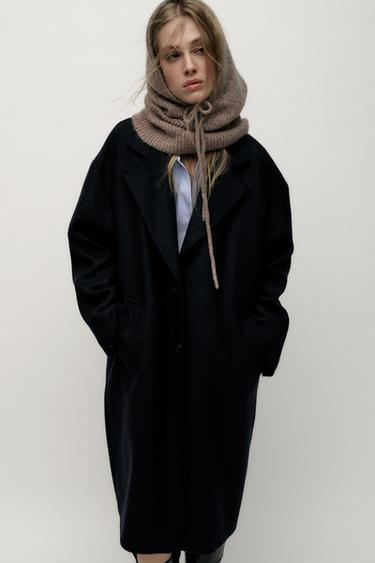 RIBBED HOOD WITH DRAWSTRING - Brown / Taupe by Zara - Image 0