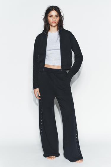 WASHED EFFECT STUDDED SWEATSHIRT - Charcoal by Zara