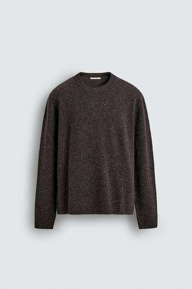 WOOL BUTTON JUMPER - mink brown by Zara