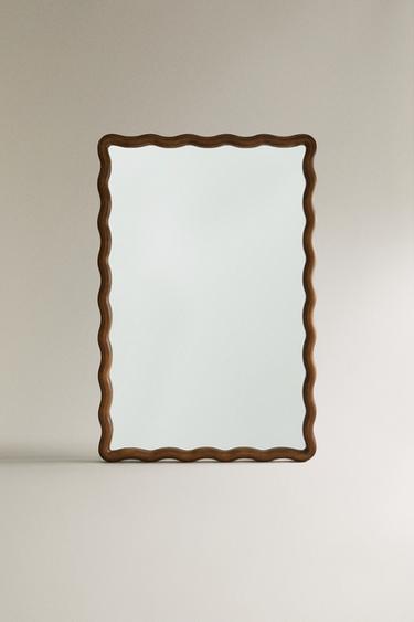 WALL MIRROR WITH SCALLOPED FRAME - Brown by Zara