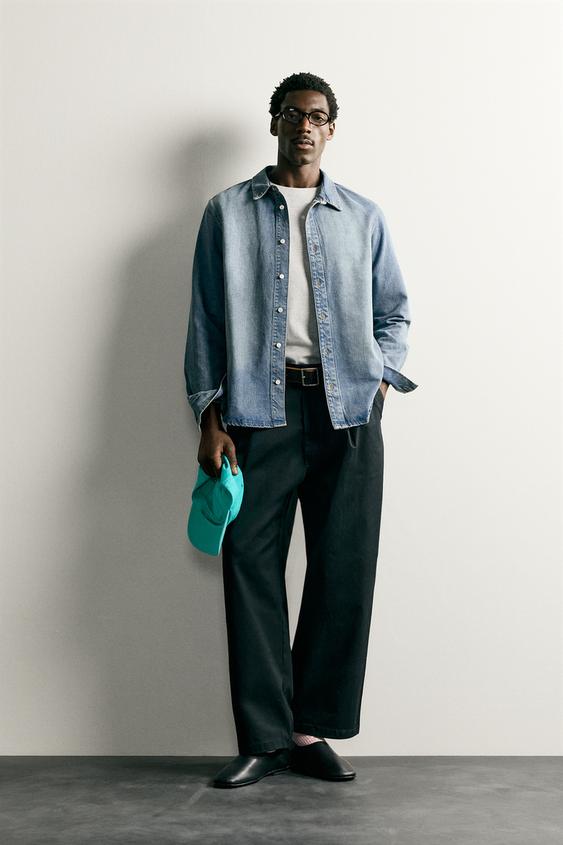 COTTON-LYOCELL DENIM OVERSHIRT - Mid-blue by Zara - Image 0