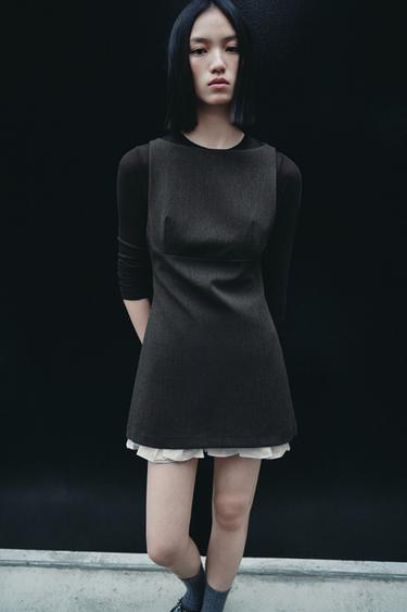 SHORT DRESS WITH RUFFLES - Anthracite Grey by Zara