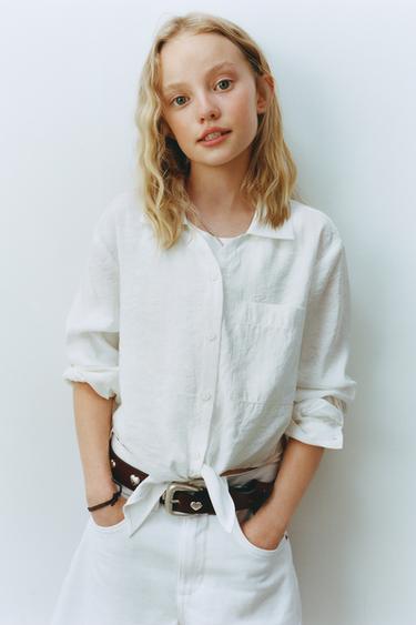 KNOTTED FLOWING SHIRT - Oyster-white by Zara