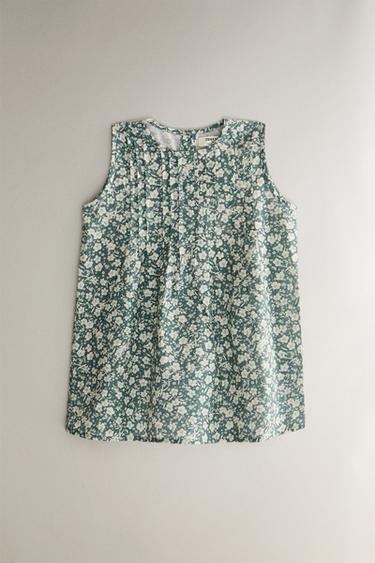 CHILDREN'S TROPICAL FLORAL COTTON DRESS - Ecru / Green by Zara - Image 0