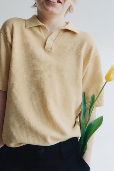 KNIT PIQUÉ POLO SHIRT - Light yellow by Zara