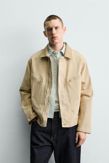 DENIM JACKET WITH CONTRAST COLLAR - Yellow by Zara