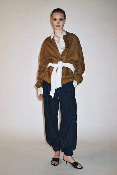 ZW COLLECTION OVERSIZED LINEN JACKET - Mustard by Zara - Image 0