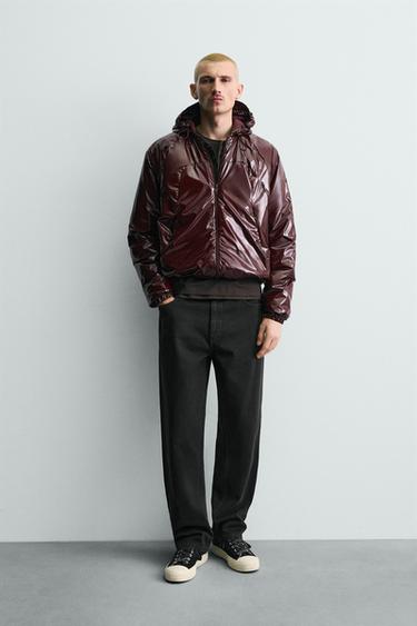 WATER-REPELLENT SHINY QUILTED JACKET - Burgundy by Zara