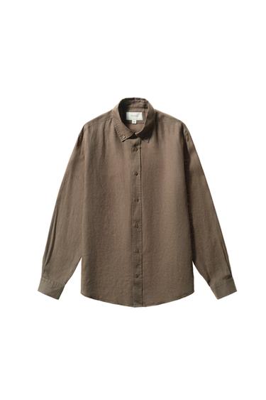 100% LINEN SHIRT - camel by Zara
