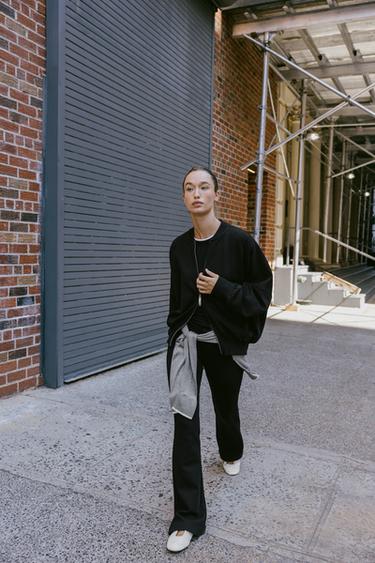 INTERLOCK FLARE TROUSERS - Black by Zara